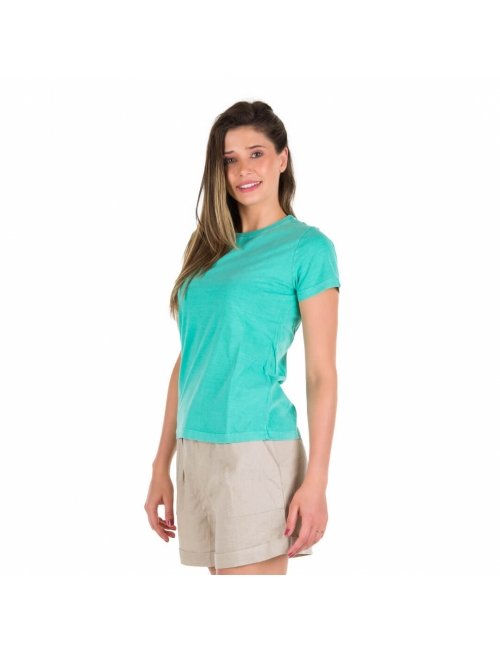 Camiseta Feminina Básica Verde Água Baby Look 