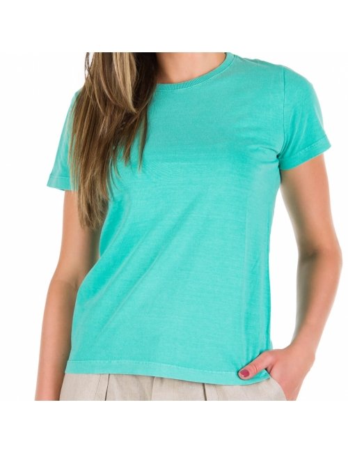 Camiseta Feminina Básica Verde Água Baby Look 