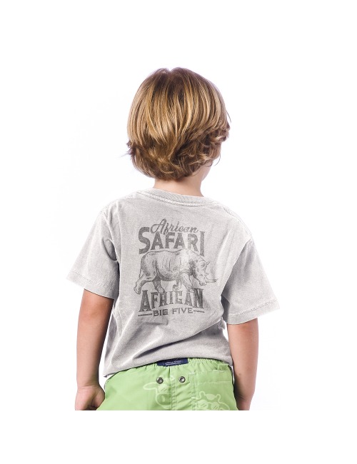 Camiseta Infantil Safari Rinoceronte Cinza
