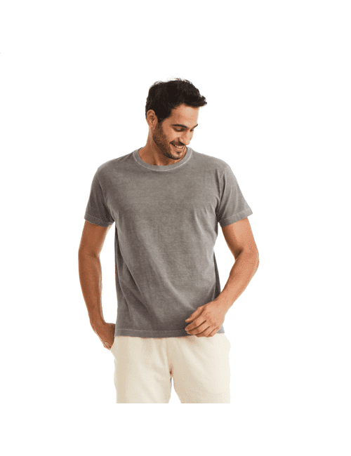 Camiseta Masculina Estonada Básica Cinza Médio