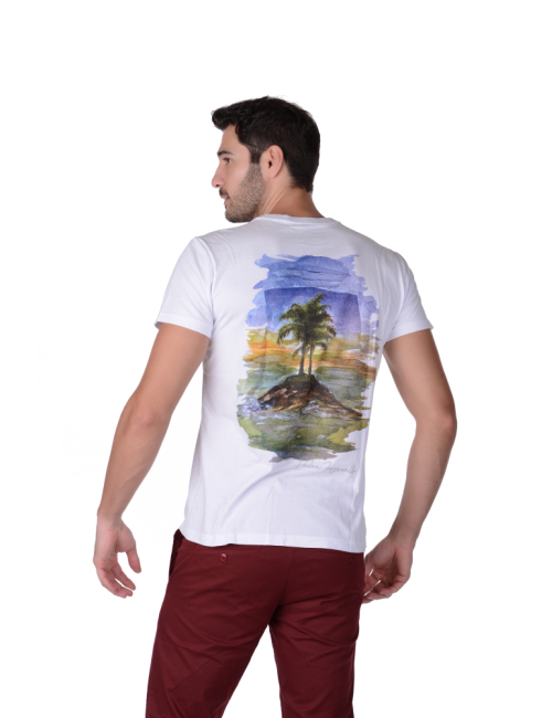 Camiseta Por do Sol por Helen Faganello - Branco