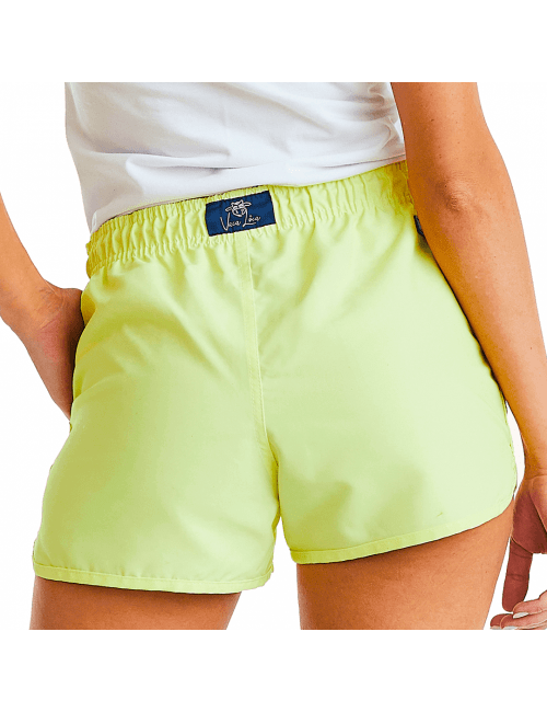 Short Feminino Praia Camaleão Switch Color Amarelo Cós Elástico