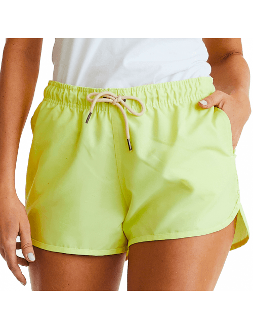 Short Feminino Praia Camaleão Switch Color Amarelo Cós Elástico