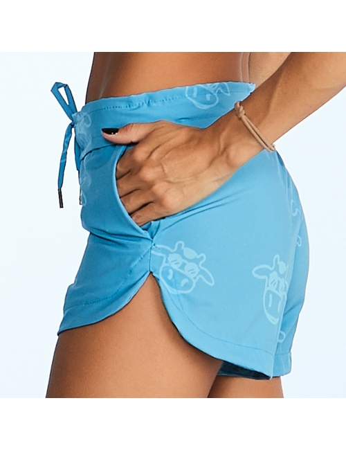 Short Feminino Praia Azul Tom Sobre Tom Cós Liso 