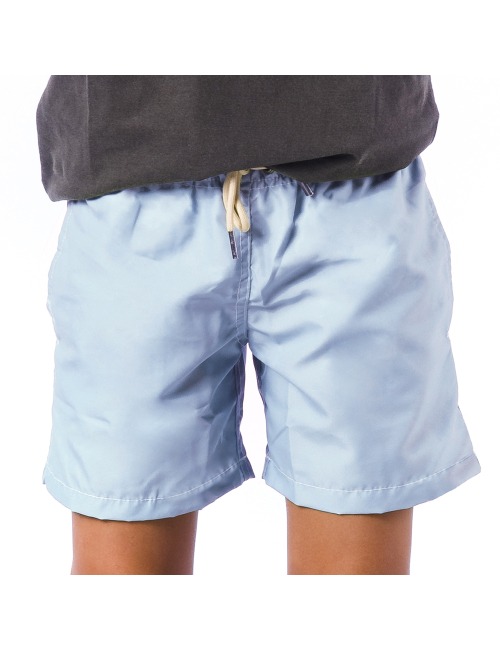 Short Infantil Praia Masculino Azul Tricô Liso