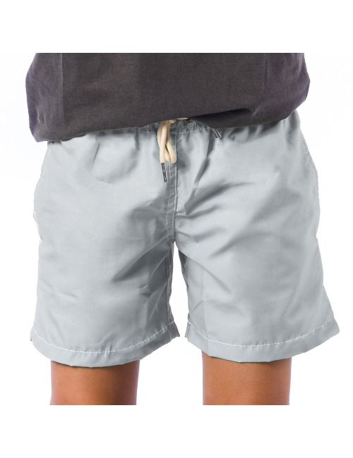 Short Infantil Praia Masculino Cinza Liso