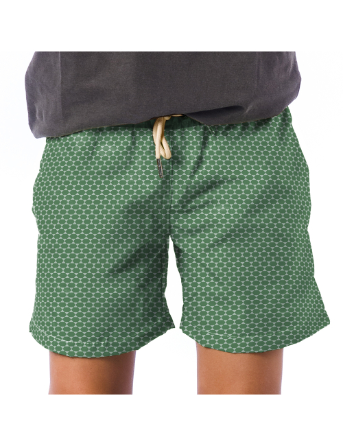 Short Infantil Praia Masculino Verde Cobalto Geométrico