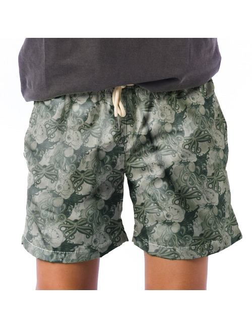 Short Infantil Praia Masculino Verde Oceano Polvo