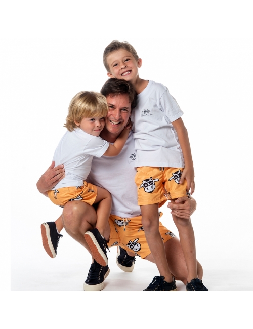 Short Infantil Praia Masculino Amarelo Não Aguenta Bebe Leite 