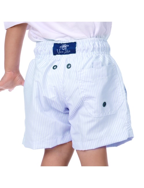 Short Infantil Praia Masculino Azul Bebê Listrado Saint Barth