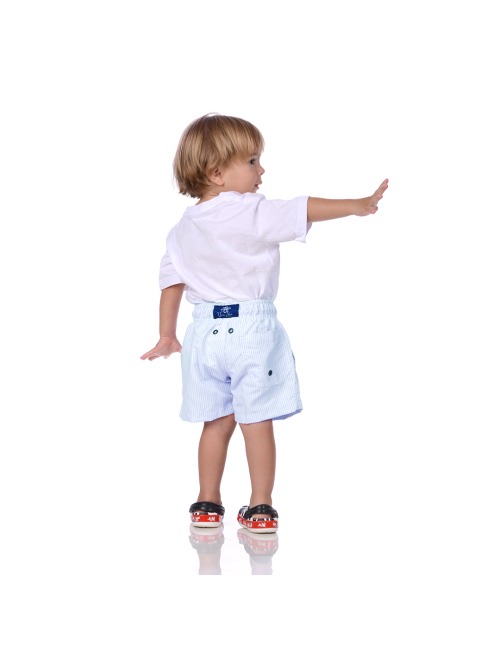 Short Infantil Praia Masculino Azul Bebê Listrado Saint Barth