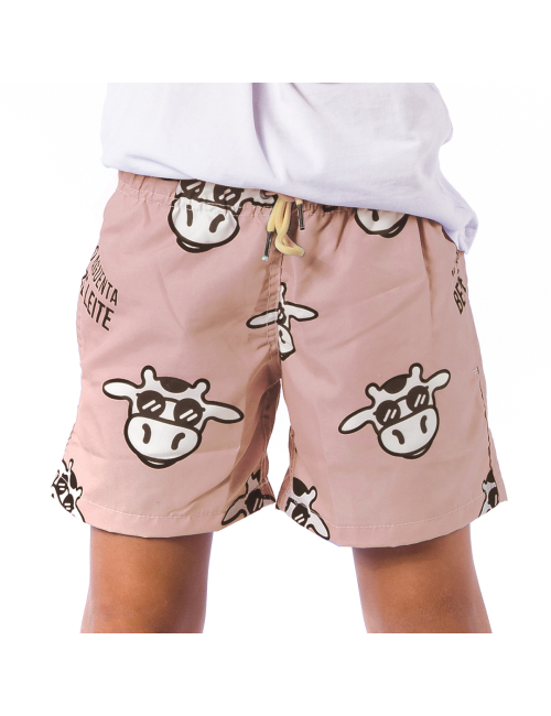 Short Infantil Praia Masculino Marrom Pastel Não Aguenta Bebe Leite