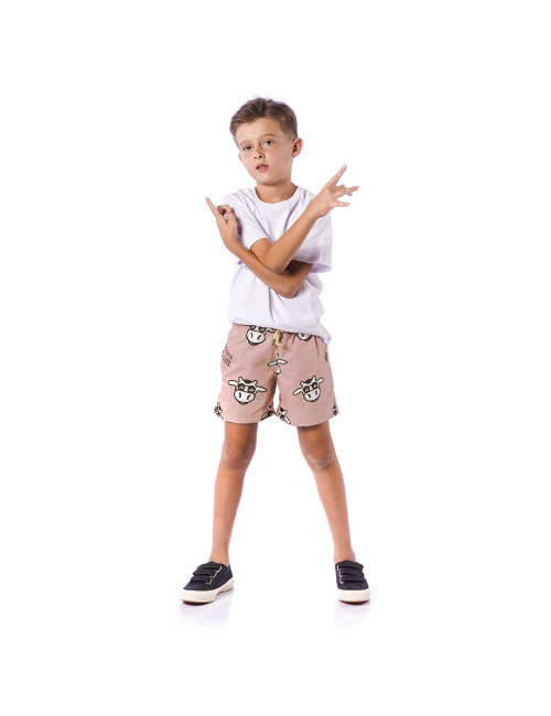 Short Infantil Praia Masculino Marrom Pastel Não Aguenta Bebe Leite