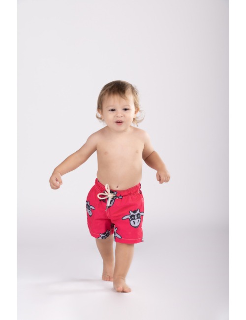 Short Infantil Praia Masculino Pink Não Aguenta Bebe Leite