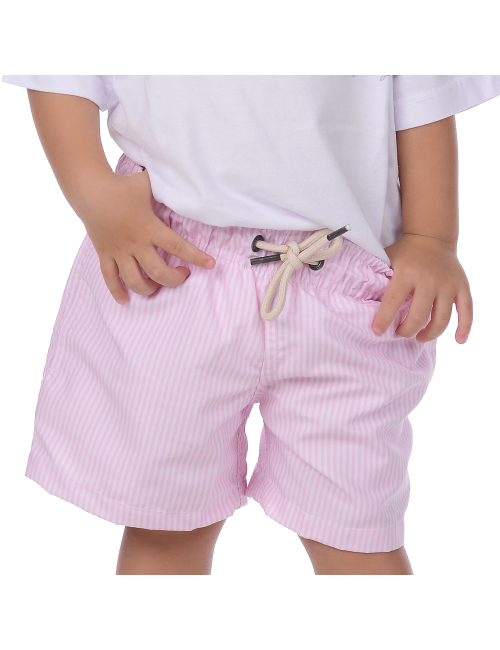 Short Infantil Praia Masculino Rosa Listrado Taiti