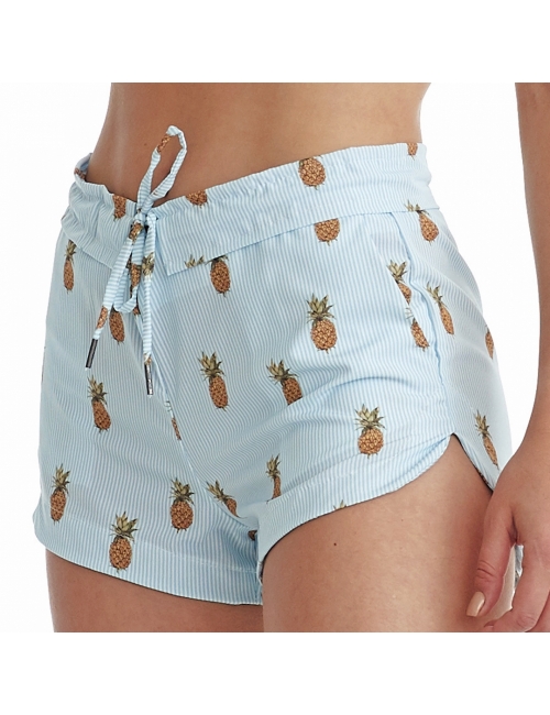 Short Feminino Praia Abacaxi Cós Liso 