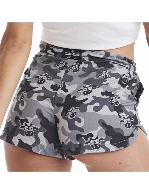 Short Feminino Praia Preto Cós Liso Camuflado