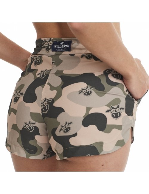 Short Feminino Praia Verde Cós Liso Camuflado