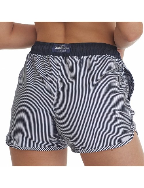 Short Feminino Praia Azul Listrado Grécia Cós Elástico 