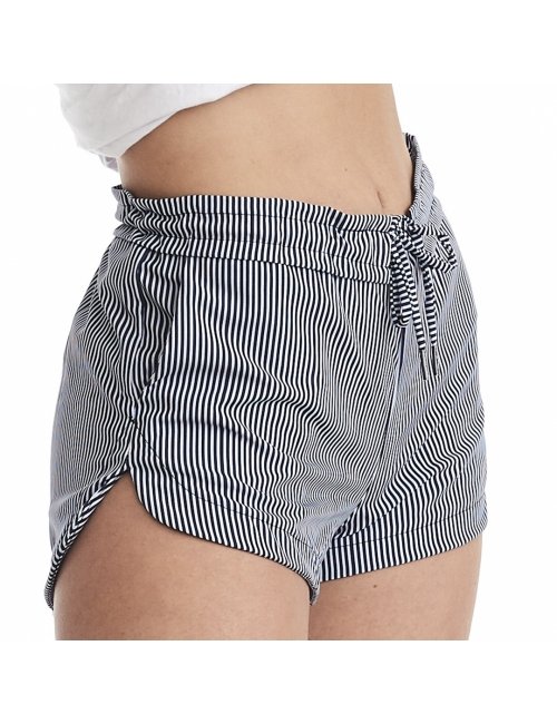 Short Feminino Praia Azul Listrado Grécia Cós Liso 