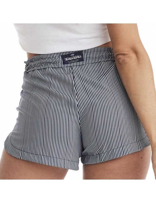 Short Feminino Praia Azul Listrado Grécia Cós Liso 