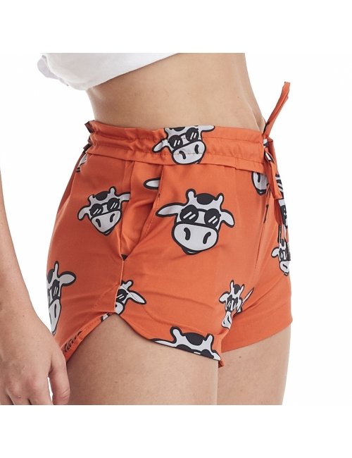 Short Feminino Praia Laranja Não Aguenta Bebe Leite Cós Liso 