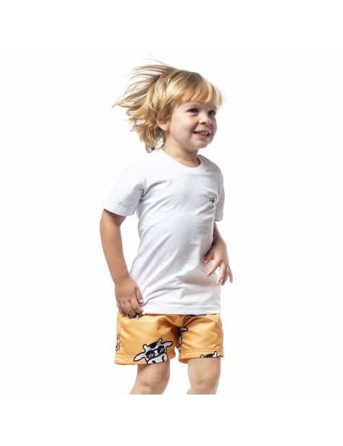 Short Infantil Praia Masculino Amarelo Não Aguenta Bebe Leite 