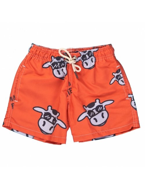 Short Infantil Praia Masculino Laranja Não Aguenta Bebe Leite 