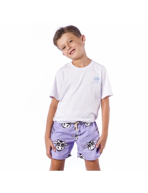 Short Infantil Praia Masculino Lavanda Não Aguenta Bebe Leite 