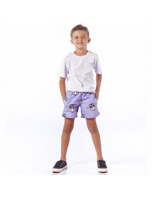 Short Infantil Praia Masculino Lavanda Não Aguenta Bebe Leite 