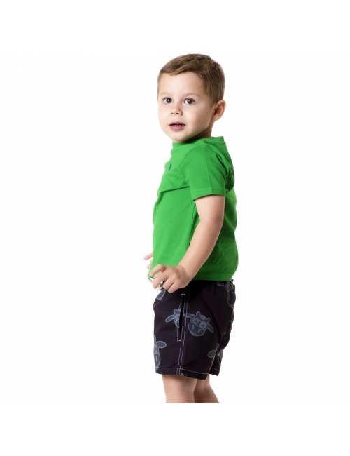 Short Infantil Praia Masculino Preto Não Aguenta Bebe Leite 