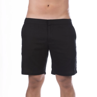 Bermuda Masculina Linho Alfaiataria Capri Smart Fit Preta