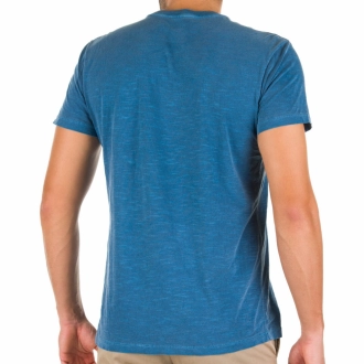 Camiseta Masculina Bolso Flamê Básica Azul Marinho