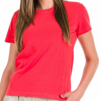 Camiseta Feminina Básica Estonada Vermelha