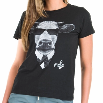 Camiseta Feminina Mad Cow Preta Baby Look 