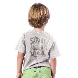 Camiseta Infantil Safari Rinoceronte Cinza