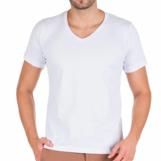 Camiseta Masculina Básica Gola V - Branca 