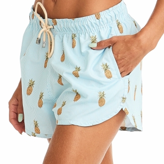 Short Feminino Praia Abacaxi Cós Elástico 