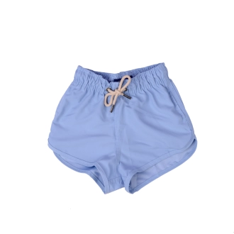 Short Infantil Praia Feminino Azul Tricô Liso