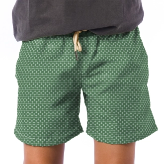 Short Infantil Praia Masculino Verde Cobalto Geométrico