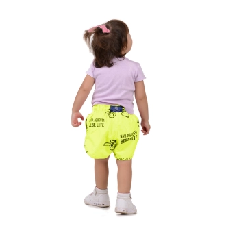 Short Infantil Praia Feminino Amarelo Neon Não Aguenta Bebe Leite