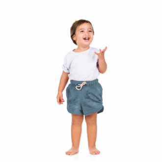 Short Infantil Praia Feminino Revelação Azul Vaca Liso 