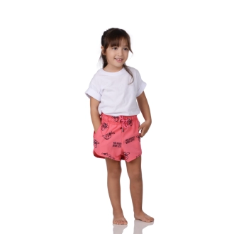 Short Infantil Praia Feminino Rosa Neon Não Aguenta Bebe Leite