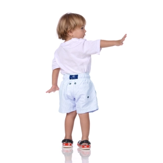 Short Infantil Praia Masculino Azul Bebê Listrado Saint Barth