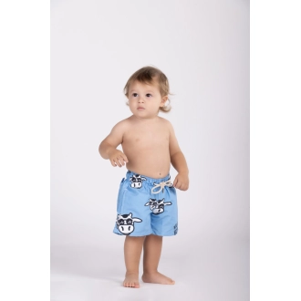 Short Infantil Praia Masculino Azul Pastel Não Aguenta Bebe Leite