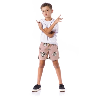 Short Infantil Praia Masculino Marrom Pastel Não Aguenta Bebe Leite