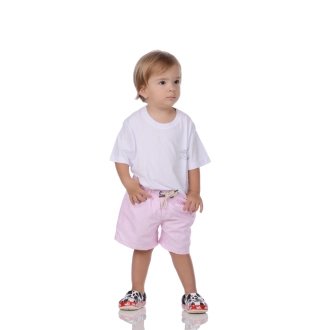 Short Infantil Praia Masculino Rosa Listrado Taiti