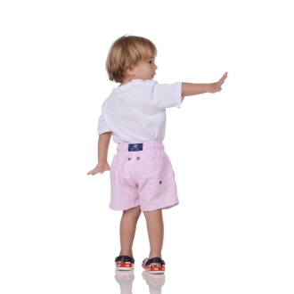 Short Infantil Praia Masculino Rosa Listrado Taiti