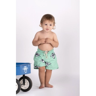 Short Infantil Praia Masculino Verde Pistache Pastel Não Aguenta Bebe Leite