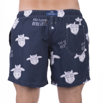 Short Masculino Praia Azul Marinho Não Aguenta Bebe Leite 